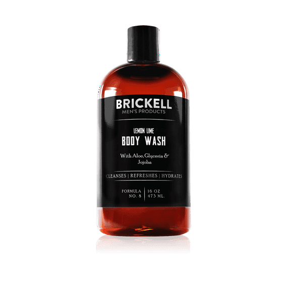 Brickell Men's Invigorating Body Wash, Natural & Organic Ingredients, Deep Cleaning Citrus Shower Gel with Aloe, Glycerin & Jojoba Oil, Lemon Lime Scent, 16 oz