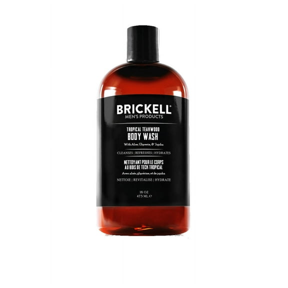 Brickell Men's Invigorating Body Wash, Natural & Organic Ingredients, Deep Cleaning Shower Gel with Aloe, Glycerin & Jojoba, Tropical Teakwood Scent, 16oz