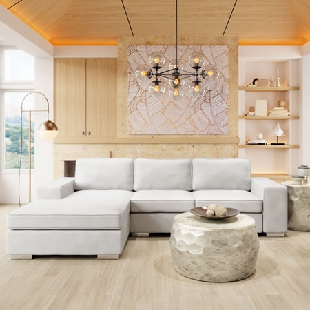 ZUO Brickell Modern Pine Wood Polyurethane and Polyester Sectional in White
