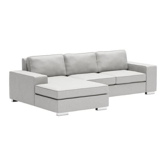 ZUO Brickell Modern Pine Wood Polyurethane and Polyester Sectional in Light Gray