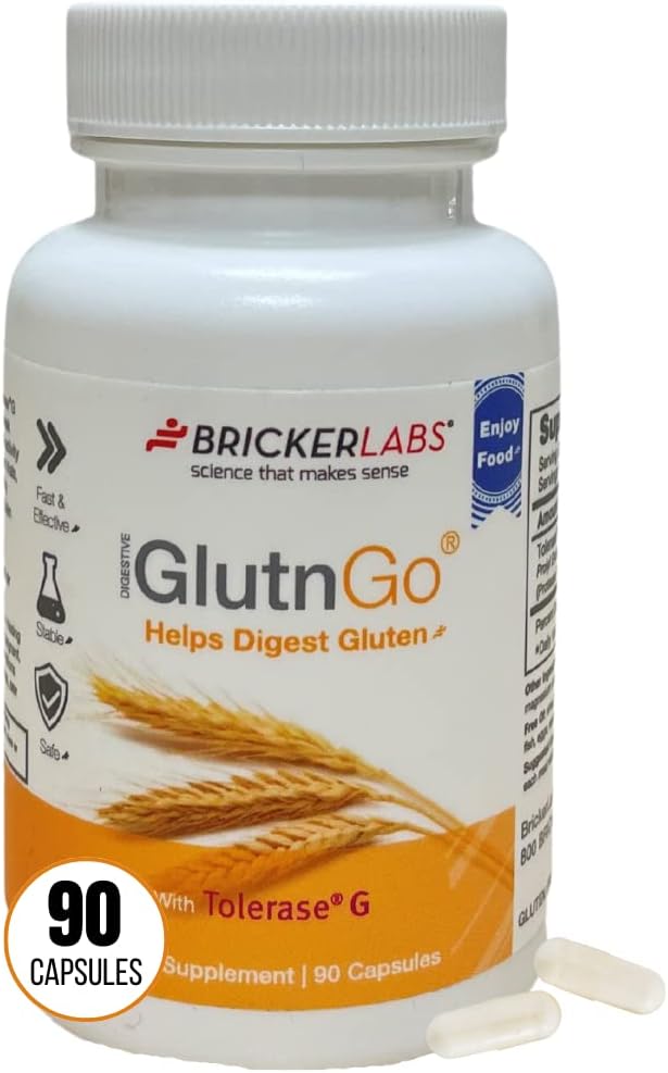 Bricker Labs GlutnGo with Tolerase G 100mg Digestion Supplement for