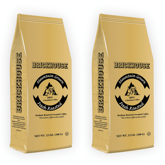Brickhouse 100% Colombian Ground Coffee, 2/12 oz bags
