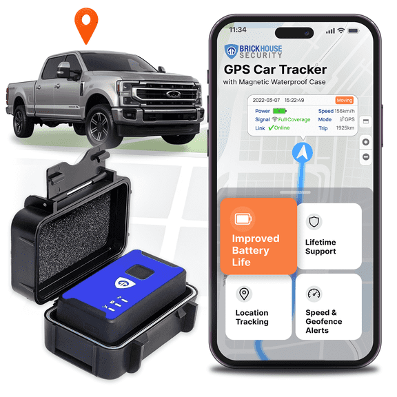 Brickhouse Car Trackers for Your Vehicle - Spark Nano 7 GPS Tracker with Magnetic Waterproof Case - Hidden Real-Time 4G LTE Vehicle Finder - GPS Tracking Device for Cars - Subscription Required