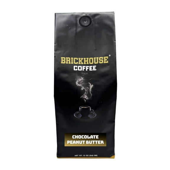 Brickhouse Chocolate Peanut Butter Flavored Ground Coffee, 100% Arabica, Rich and Nutty Dessert-Inspired Blend, 12oz Bag