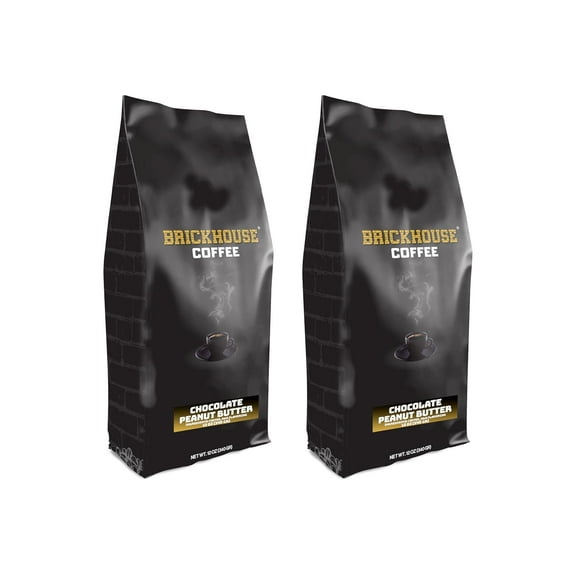 Brickhouse Chocolate Peanut Butter Flavored Ground Coffee Nutty & Sweet, 100% Arabica, 2-Pack (12oz Bags)