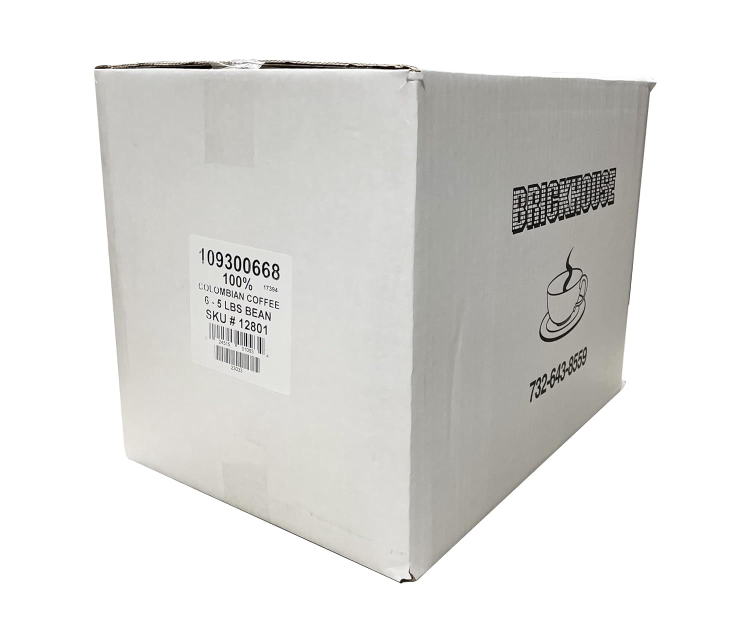 Brickhouse Coffee, 100% Colombian Whole Bean Medium Roast, 5lb bag (6 bags each)