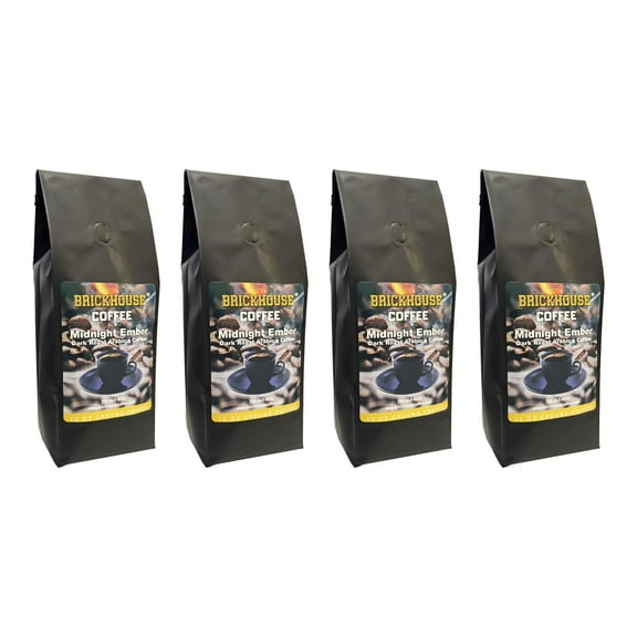 Brickhouse Coffee Midnight Ember Dark Roast, 100% Arabica Ground Coffee, Bold & Smoky Flavor, 4 x 12oz Bags