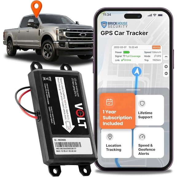 Brickhouse GPS Tracker for Vehicles - Livewire Volt 4G LTE Wired Car Tracker with GPS Tracking & Mapping - Enhance Security with Real-Time 24/7 Surveillance,Easy Installation - Subscription Included
