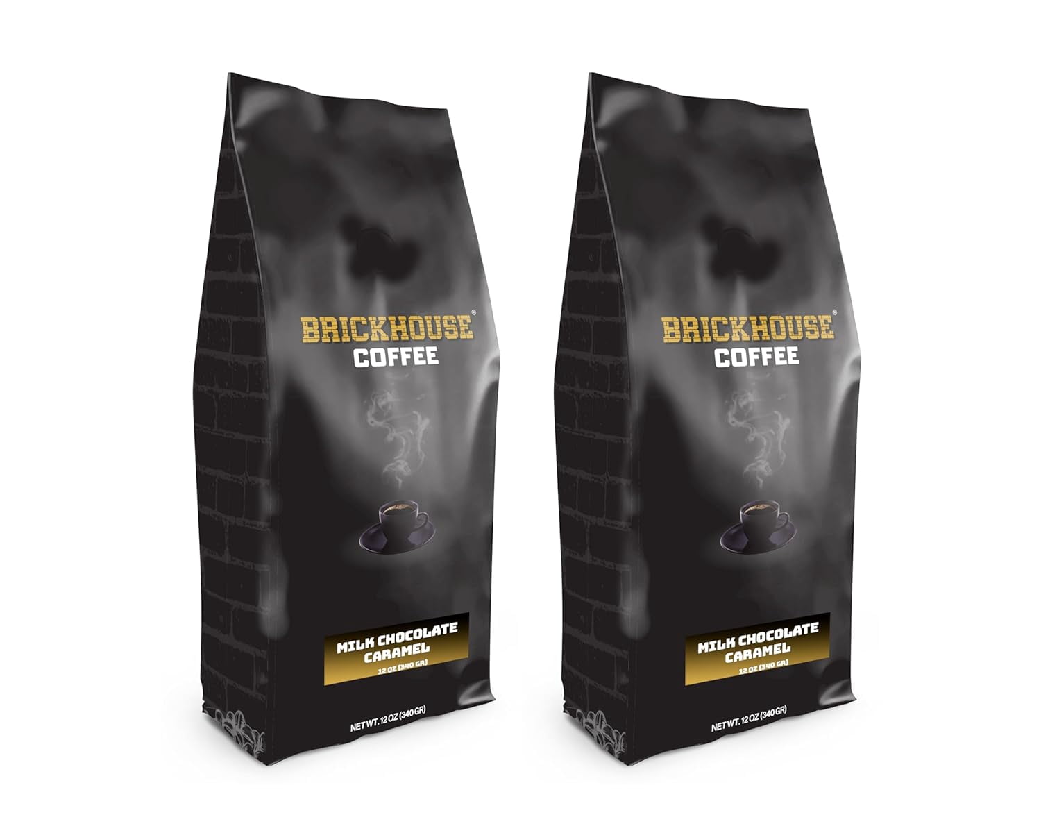 Brickhouse Ground Coffee, Medium Roast, 2 bags, 12 oz each (Milk Chocolate Caramel)