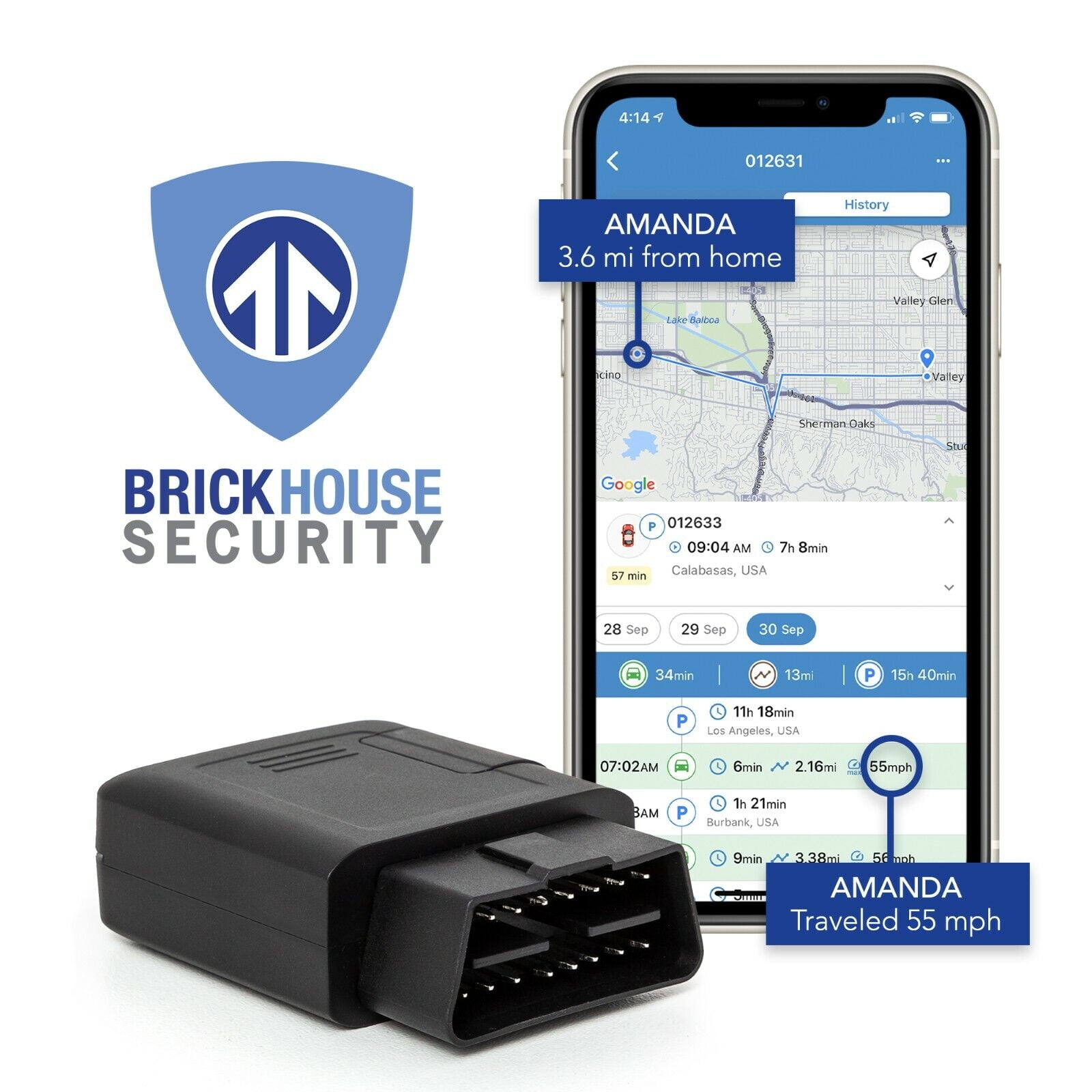 Brickhouse LTE TrackPort OBDII Mini GPS Tracker For Cars, Trucks