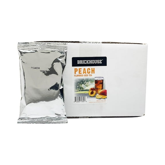 Brickhouse Peach Flavored Iced Tea, 24 Pack Loose Leaf Black Tea with Filters, 3 oz Each, Makes 96 Gallons