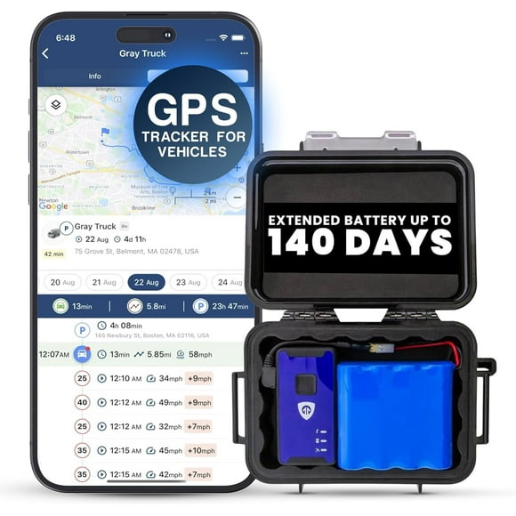 Brickhouse Security GPS Car Tracker - Hidden Tracker for Vehicles - Long Lasting Battery 140-Day LTE GPS Tracking Device for Vehicles with Magnetic Case & Extended Battery - Subscription Required