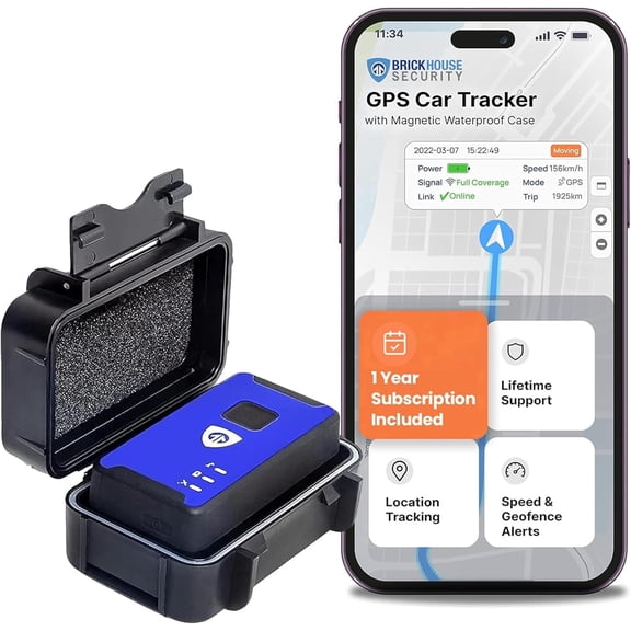 Brickhouse Security Spark Nano 7 GPS Tracker for Vehicles & Assets with Magnetic Case, Hidden Tracking Device, Waterproof Case, Portable, 4G LTE, Real Time Tracking, 1 Year Subscription Included