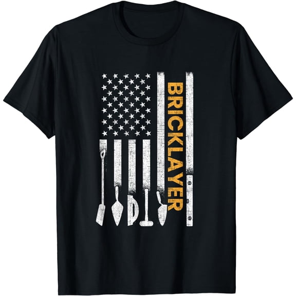 Bricklayer American Flag, brickmason brick masonry T-Shirt