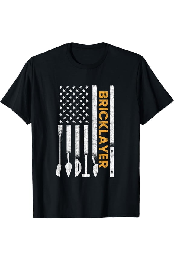 Bricklayer American Flag, brickmason brick masonry T-Shirt