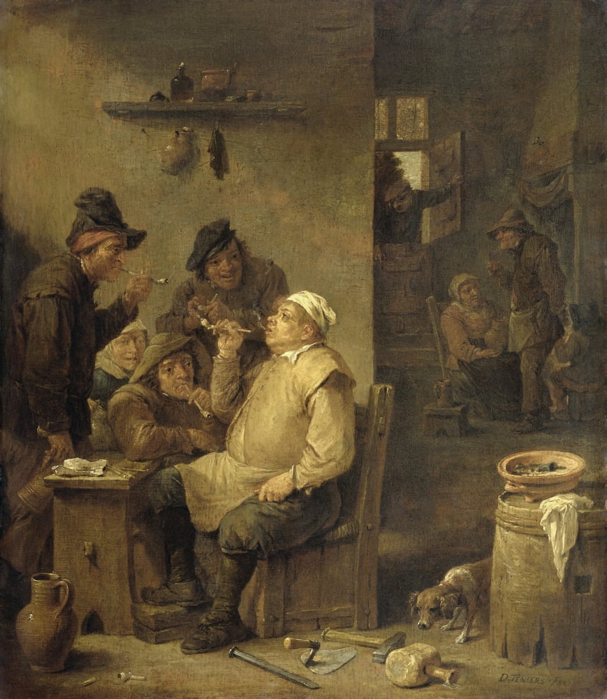 Bricklayer Smoking A Pipe Canvas Art - (18 x 24)