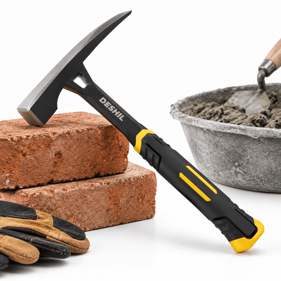 Bricklayer's Hammer Mason's - 20 Oz Masonry Tool With Forged Steel Construction & Shock-absorbing Grip