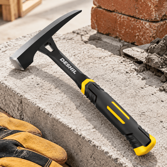 Bricklayer's Hammer Mason's - 20 Oz Masonry Tool With Forged Steel Construction & Shock-absorbing Grip