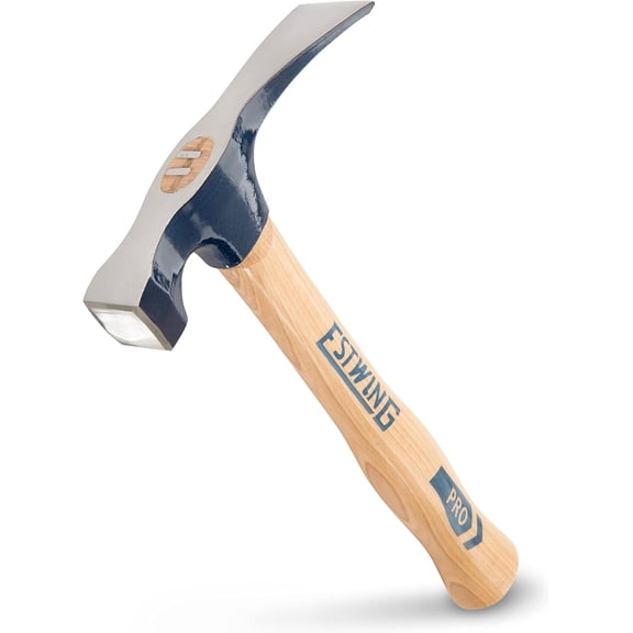 Bricklayer's/Mason's Hammer - 21 oz USA Made Masonry Tool with Forged Steel Head & Hickory Wood Handle EW6-21BL