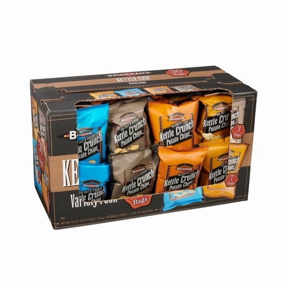 Brickmans Kettle Crunch Potato Chips Variety Pack, 30Count