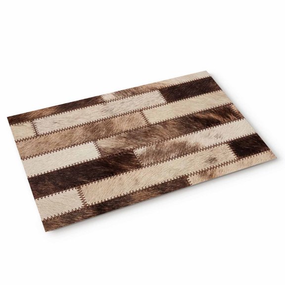 Bricks Patchwork Door Mat Western Ethnic Abstract Brown Beige Tan Fur Style Non Slip Absorbent Entrance Mat Washable Low Profile Indoor Doormat for Front Door Entryway Entry 18"x30"