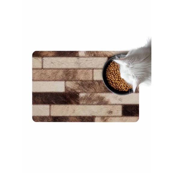 Bricks Patchwork Doormat Western Ethnic Abstract Brown Beige Tan Fur Style Non Slip Diatomaceous Earth Door Mat Absorbent Quick Dry Soft Washable Entrance Rug for Bathroom Laundry Room 16"x24"