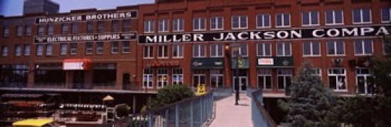 Bricktown Mercantile building along the Bricktown Canal Bricktown Oklahoma City Oklahoma USA Canvas Art - Panoramic Images (36 x 12)