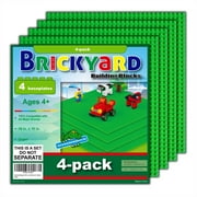 Brickyard Building Blocks 4 Green Baseplates, 10 x 10 Inches Large Thick Base Plates