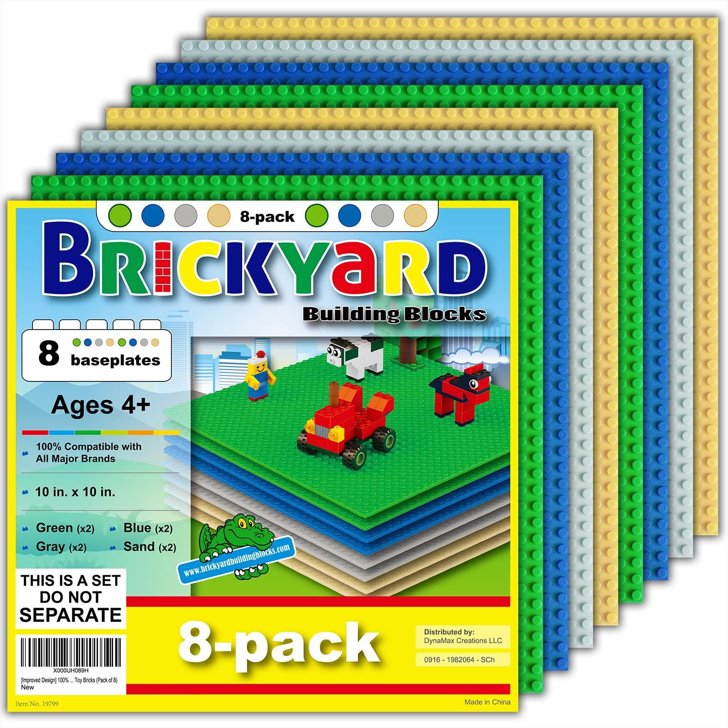 Brickyard Building Blocks 8 Baseplates, 10 x 10 Inches Large Thick Base Plates
