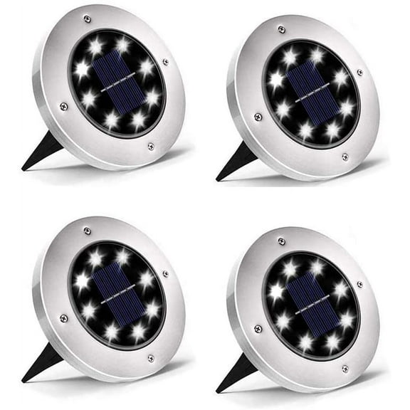 Bricologht 4pcs Solar Powered Ground Light Waterproof Garden Pathway Deck Lights With 8LED Lamp for Home Yard Driveway Lawn Road