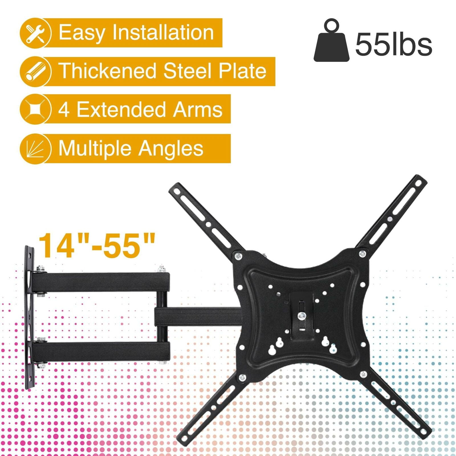 Bricologht TV Mount for Most 14-55 Inch LED, Flat Screen TVs,Full Motion TV Wall Mount up to 110 lbs VESA 400x400mm