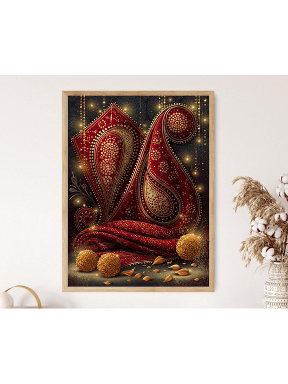 Bridal Bandhani Paisley Motifs Fine Art Poster , Poster Print Only