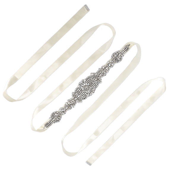 Bridal Belt, Bride Dress Belt Elegant Appearance With Rhinestones For Banquets For Weddings For Parties White