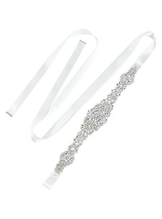 Shulemin Rhinestone Bridal Sash Waist Belt with Satin Ribbon for Wedding  Party Dress Silver Silver 