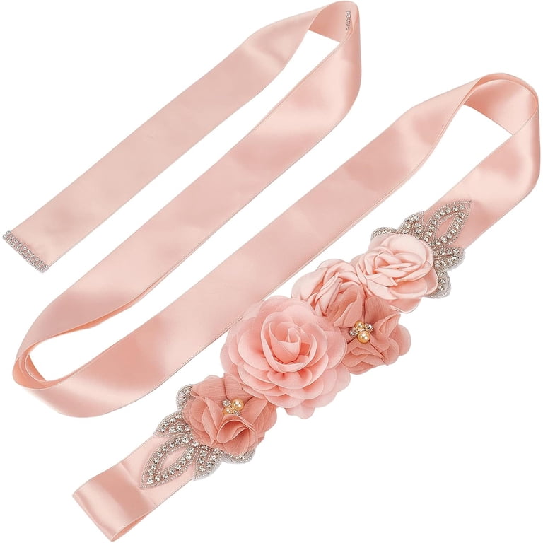Bridal Belt Pregnant Woman Pearl Flowers Sash Satin Ribbon  display picture 1