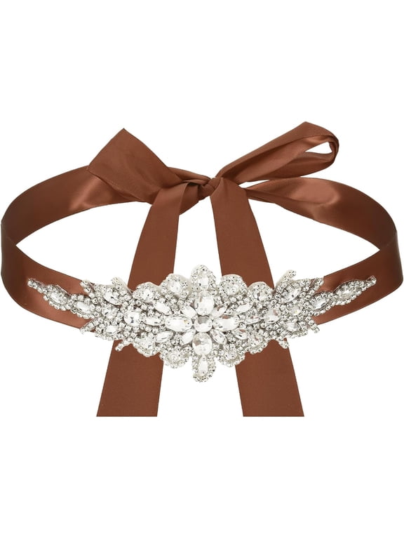 Bridal Belt Wedding Dress Handmade with Sparkly Crystal Rhinestone Ribbon Sash