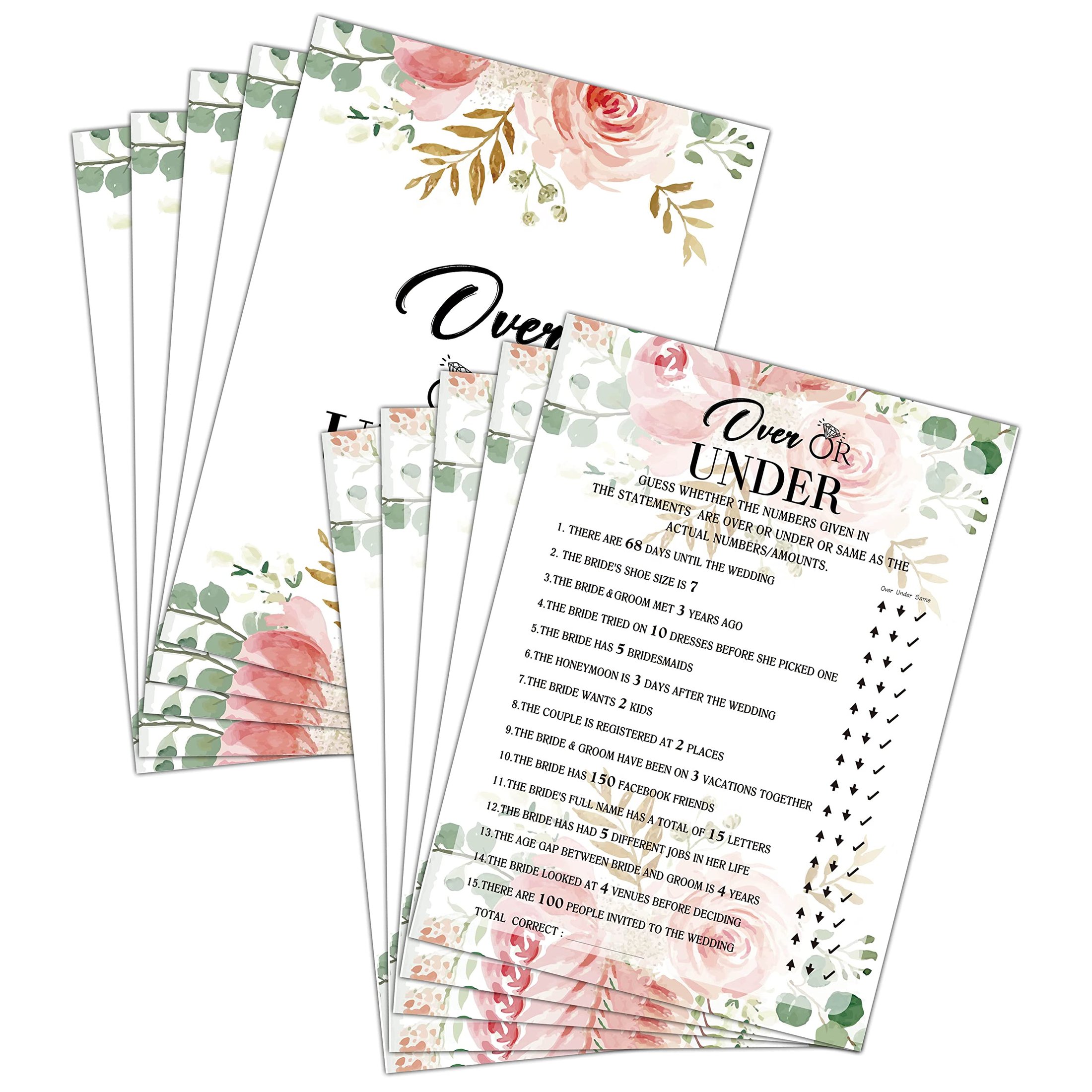 Bridal Bliss Game Set - Over or Under Party Cards for Wedding ...