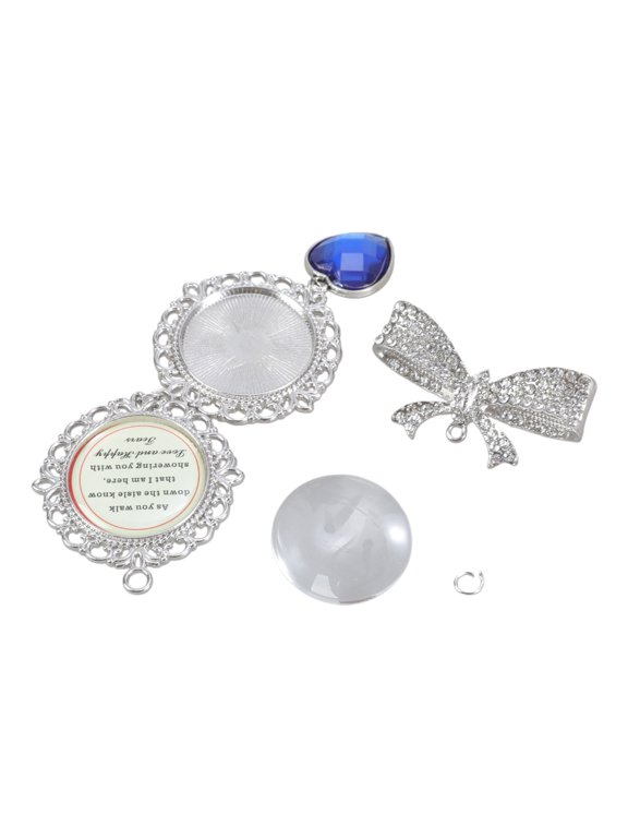 Bridal Bouquet Charm Photo Accessory Memorial Photo Brooch Pin with Sparkling Bowknot For Weddings And Anniversaries