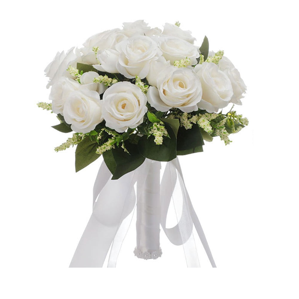 Bridal Bridesmaid Wed Bouquet Artificial Bride Roses Mariage Wedding
