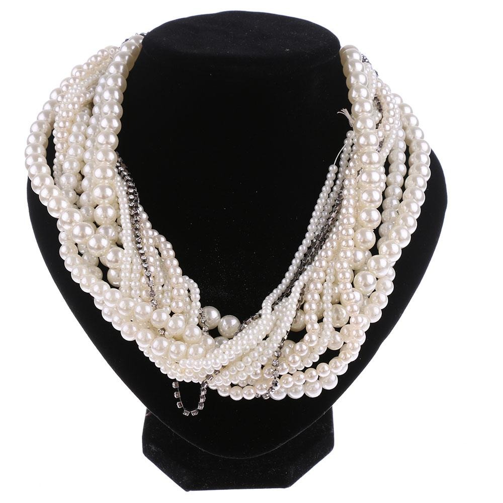 Bridal Chunky Statement Luxury Choker Simulated Pearl Rhinestone ...