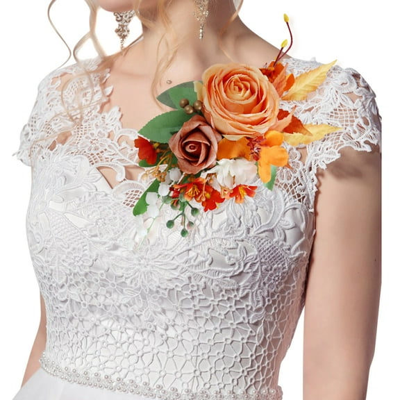 Bridal Corsage Flower Brooch – Artificial Silk Shoulder & Chest Flower for Brides, Bridesmaids, Weddings, Formal Banquets & Party Attire
