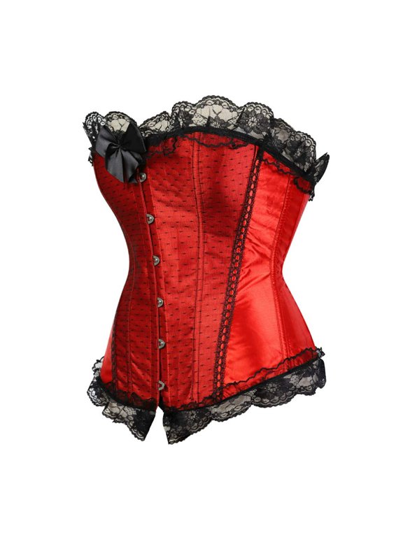 Bridal Corset for Women Gothic Party Club Night Bustiers Top Red 2XL