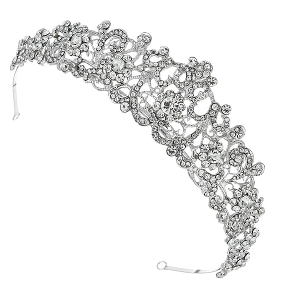 Bridal Crown Headband Vintage Baroque Wedding Rhinestones Tiara Crown Headpiece Jewelry for Party Favor Brithday Hair Decoration ( Silver )