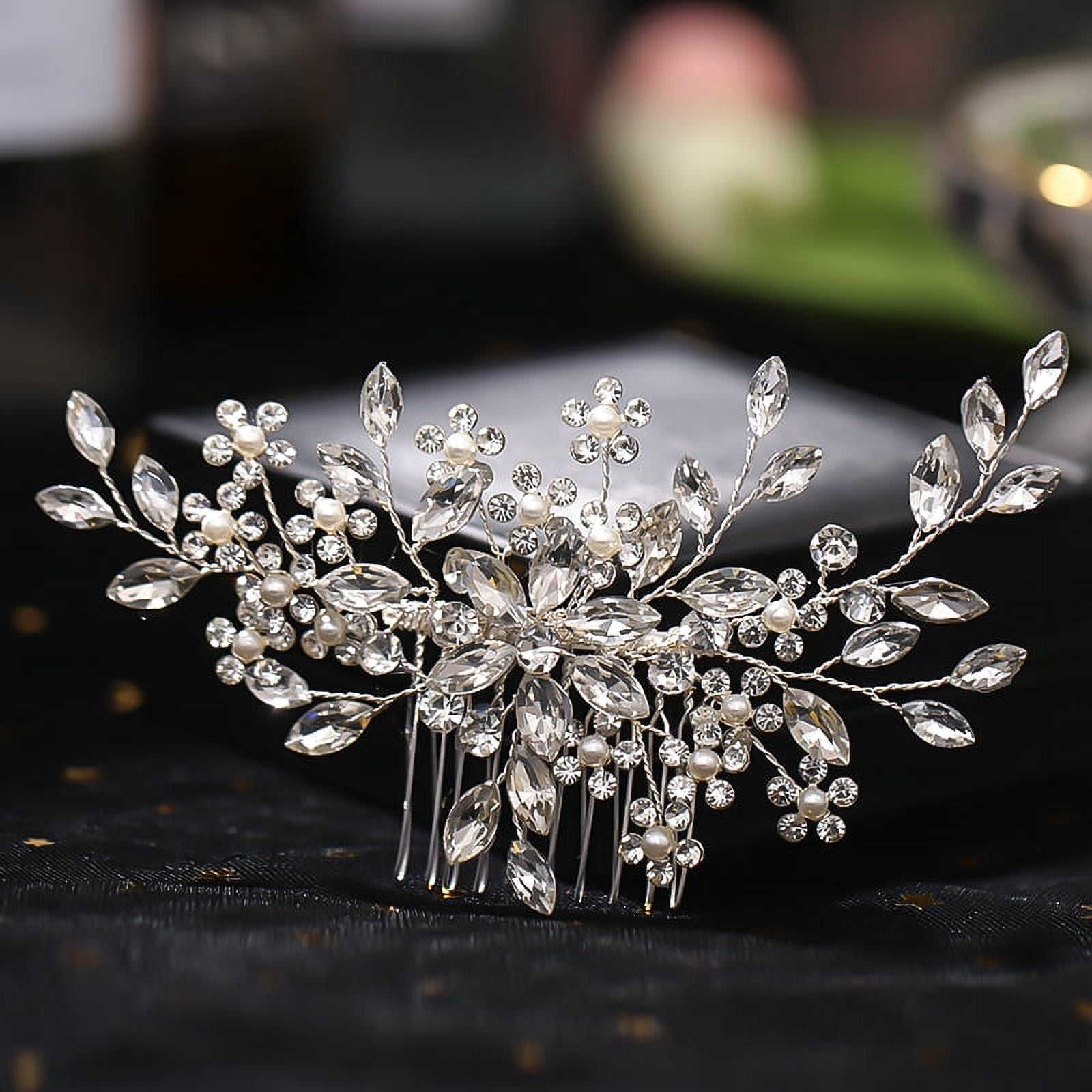 Elegant Silver Pearl Tiara Headband - Women Accessories Riviera Silver Crystal Bridal Headband main image 2