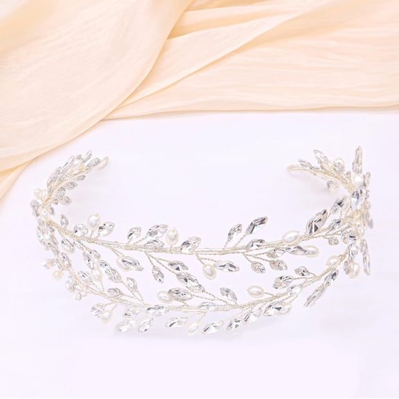 Bridal Crystal Headbands Double Layer Wedding Headdress Gold Wedding Headpieces For Women (Gold)