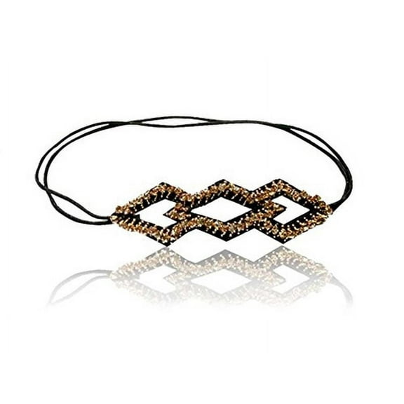Bridal Crystal Thin Diamond Shape Gold Rhinestone Headband Adjustable Non-slip Comfortable for Wedding. Hair Style Guide Included