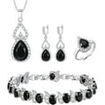 Bridal Cubic Zirconia Open Ring Bracelet Necklace Dangle Earrings Set