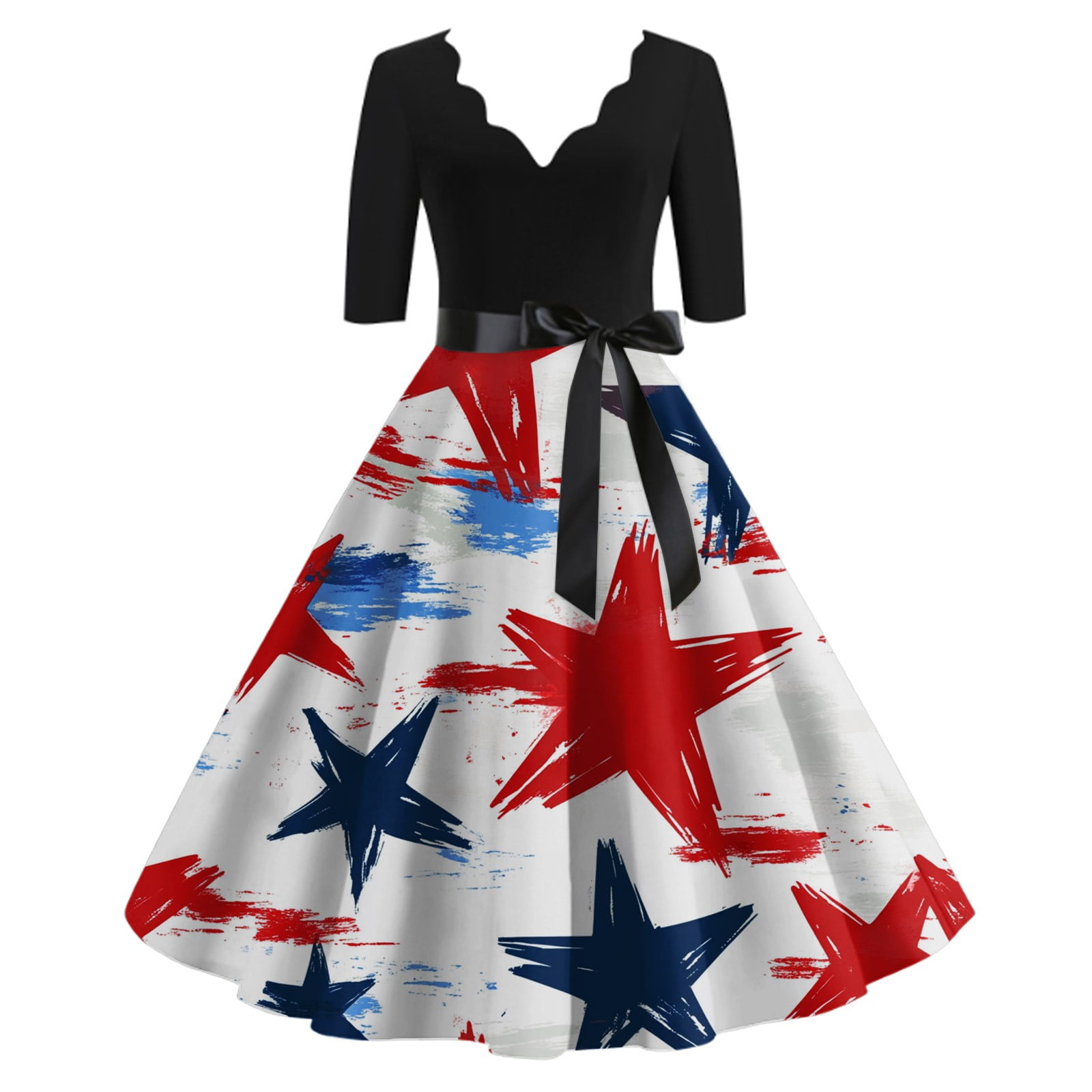 Bridal Dress, 4Th Of July 50S Prom Dress Casual V Neck Short Sleeve ...