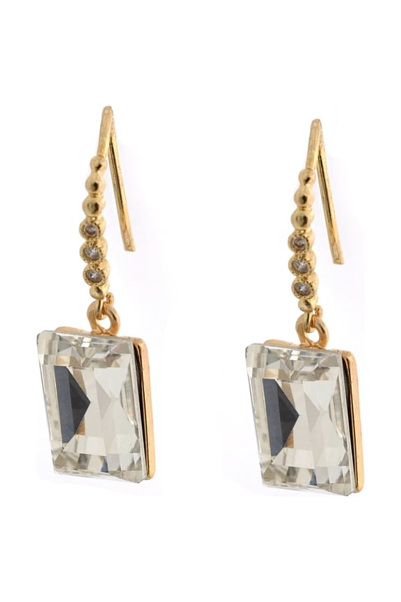 Bridal Earring Gold Plated Crystal Cubic Zirconia Fish Hook Wire Earring