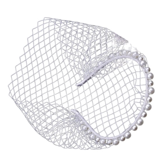Bridal Fascinator Veil Hairband With Artificial Pearls For Bride Bridesmaid Wedding Ceremony Banquet Head Accessories